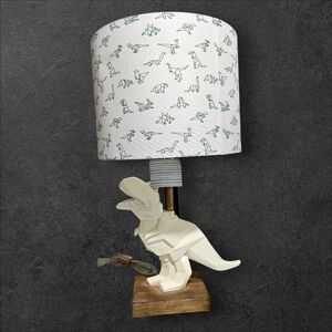 NEW T-Rex‎ Dinosaur Table Lamp Kids Bedroom 23" Polyresin Wood Base Lampshade